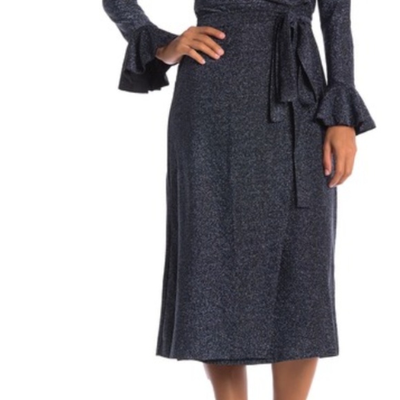 Free People One More Time Shimmer Midi Wrap Dress - Picture 2 of 8